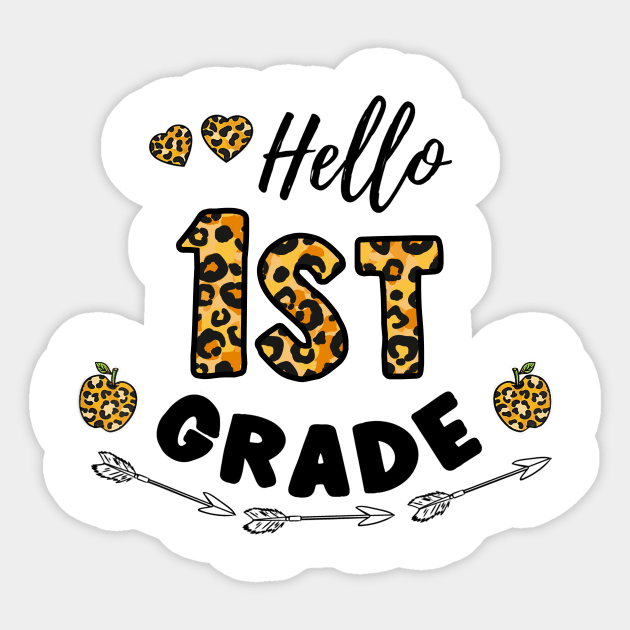 Hello 1st Grade Leopard Back To School Sticker by Centorinoruben.Butterfly